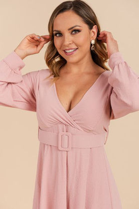 Imagen de Vestido Manga Larga Con Cinturon                                                     (Exclusivo Pagina)