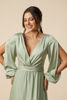 Imagen de Vestido Satin Manga Larga, Falda Amplia     (Exclusivo Pagina)
