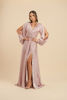 Imagen de Vestido Satin Manga Larga, Falda Amplia     (Exclusivo Pagina)