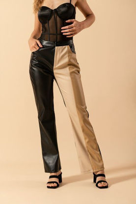 Imagen de Pantalon Cuerina Color Block (Exclusivo Pagina)