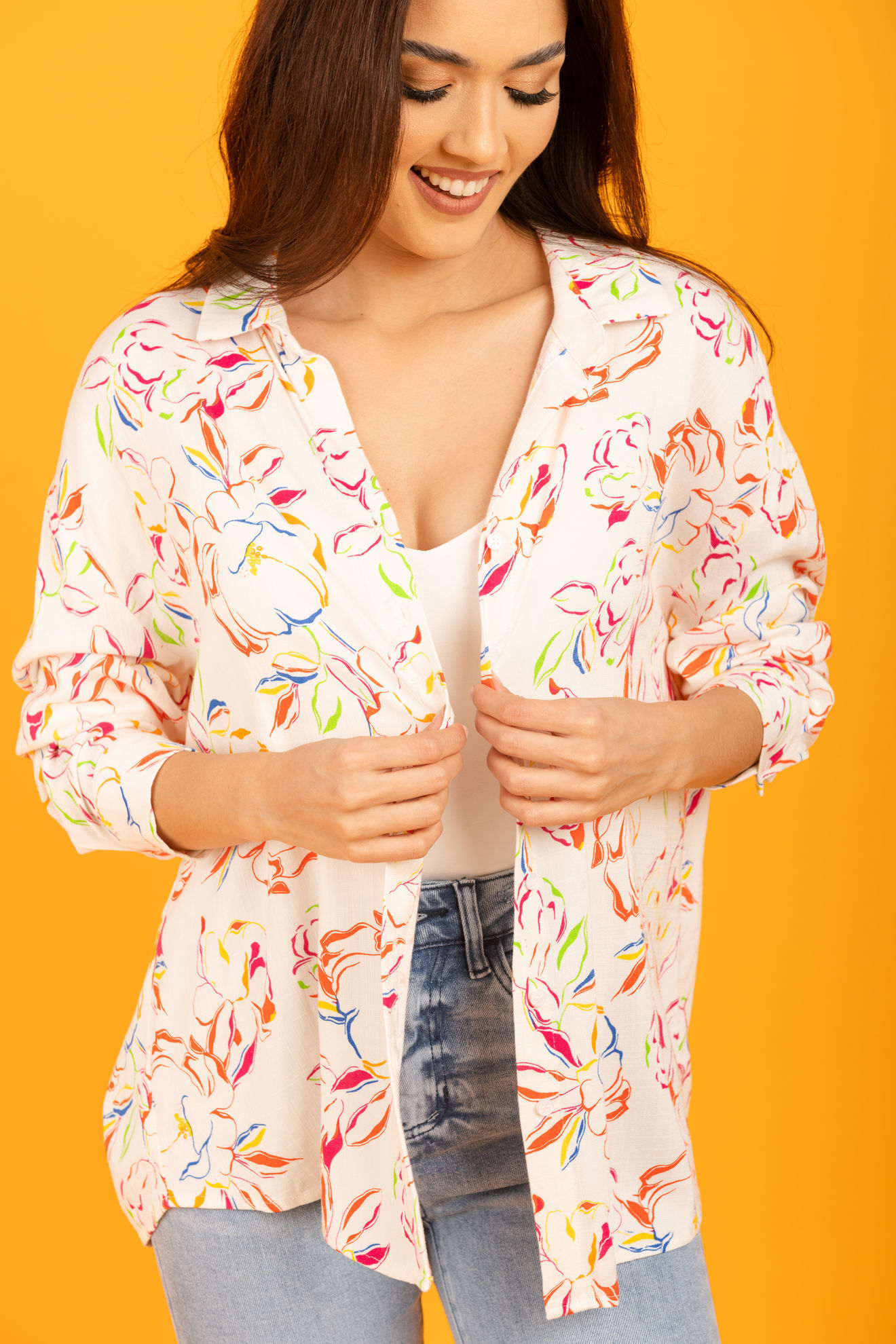 Imagen de Camisera Lino Estampada                                    (Exclusiva Pagina)