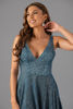 Imagen de Vestido Blusa Piedreria, Falda Brillo.  (Exclusivo de Pagina)