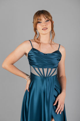 Imagen de Maxi Dress Satin Estilo Corse, Falda Amplia