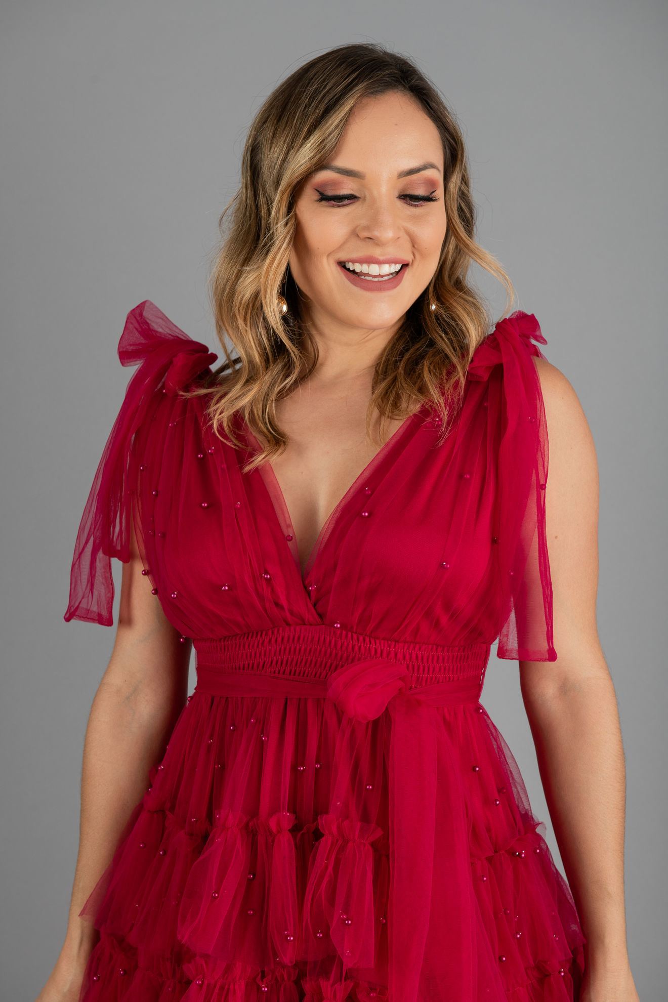 Imagen de Vestido Corto Tull Detalle Perlas     ( Exclusivo Pagina)