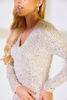 Imagen de Vestido Lentejuelas, Perlas, Cuello V, Estilo Lapiz   (Exclusivo Pagina)