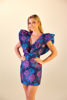Imagen de Vestido Estampado Vuelo Mangas Escote Profundo, Tela Jacquard   (Exclusivo Pagina)