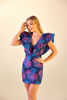 Imagen de Vestido Estampado Vuelo Mangas Escote Profundo, Tela Jacquard   (Exclusivo Pagina)