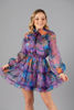 Imagen de Vestido Organza Estampado, Lazo Cuello     (Exclusivo Pagina)