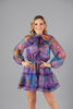 Imagen de Vestido Organza Estampado, Lazo Cuello     (Exclusivo Pagina)