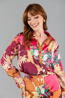 Imagen de Set Pantalon Satin,  Camisa Estampados    ( Exclusivo Pagina)