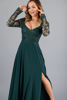 Imagen de Maxi Dress Blusa Encaje Manga Larga, Abertura Falda       (Exclusivo Pagina)