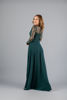 Imagen de Maxi Dress Blusa Encaje Manga Larga, Abertura Falda       (Exclusivo Pagina)
