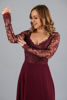 Imagen de Maxi Dress Blusa Encaje Manga Larga, Abertura Falda       (Exclusivo Pagina)