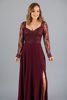 Imagen de Maxi Dress Blusa Encaje Manga Larga, Abertura Falda       (Exclusivo Pagina)