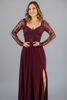 Imagen de Maxi Dress Blusa Encaje Manga Larga, Abertura Falda       (Exclusivo Pagina)