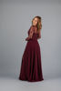 Imagen de Maxi Dress Blusa Encaje Manga Larga, Abertura Falda       (Exclusivo Pagina)
