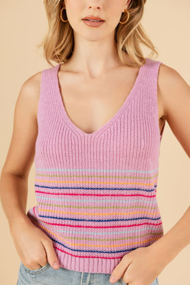 Imagen de Blusa Tejida Rayas Cuello V  Exclusivo de pagina