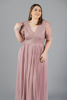 Imagen de Maxi Dress Blusa Encaje Manga Corta, Falda Plisada    (Exclusivo Pagina)