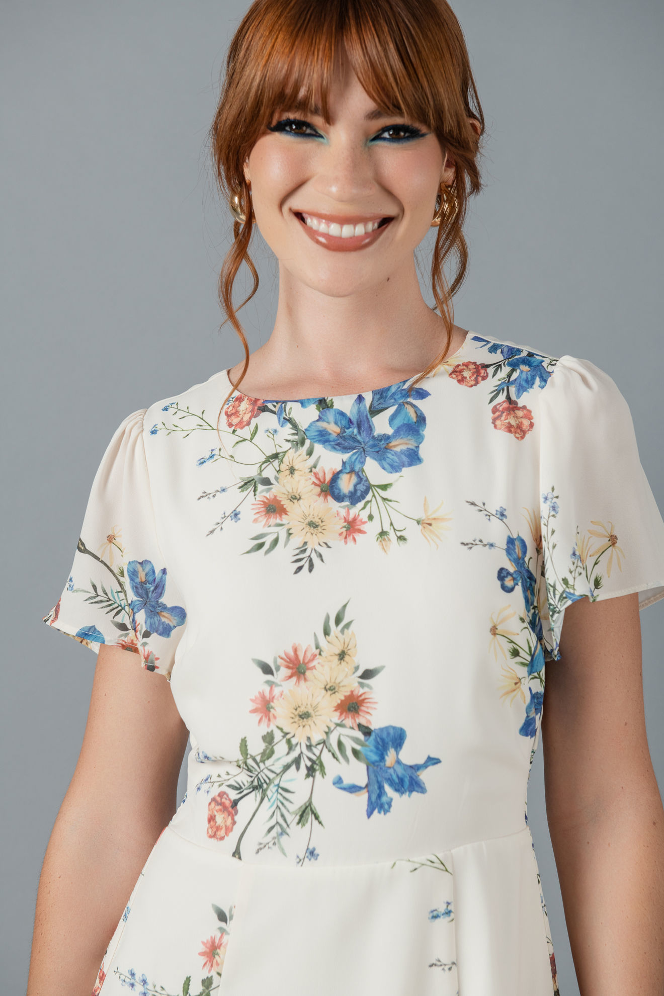 Imagen de Vestido Lapiz Abertura Falda, Print Flores    (Exclusivo Pagina)