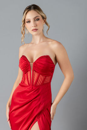 Imagen de Vestido En Satin Straple, Estilo Corse     (Exclusivo Pagina)