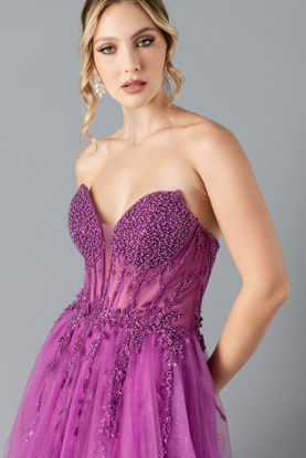 Imagen de Maxi Dress, Straple, Abalorios,  Falda Amplia En Tull