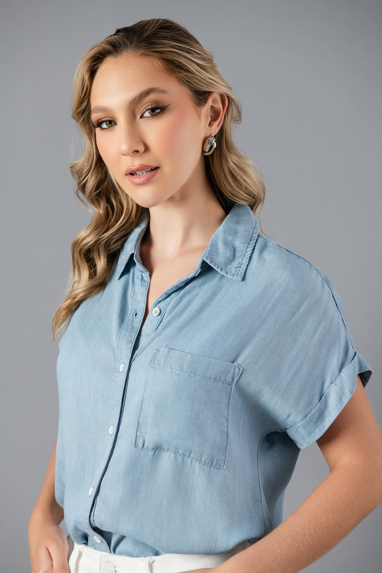 Imagen de Camisera Denim Manga Corta