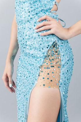 Imagen de Maxi Dress Lentejuelas, Espalda Descubierta, Abertura Falda    (Exclusivo Pagina)