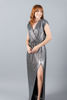 Imagen de Vestido Metalico Cuello V, Abertura Falda    (Exclusivo Pagina)