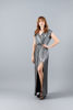 Imagen de Vestido Metalico Cuello V, Abertura Falda    (Exclusivo Pagina)