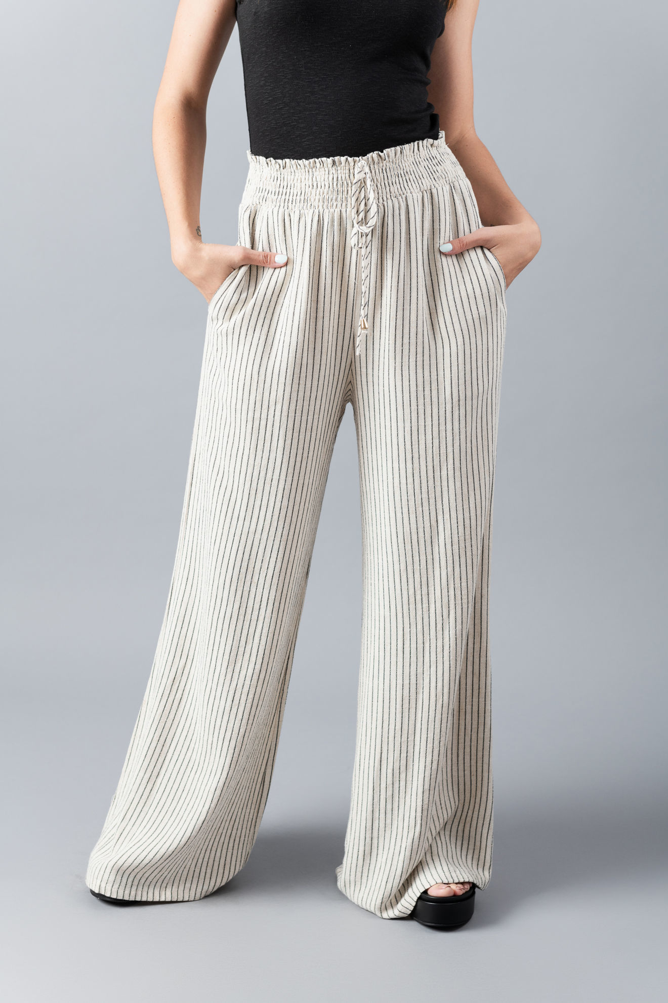 Imagen de Pantalón Lino Rayas  (70% Cotton 30% Lino )                          ( Exclusivo Pagina)