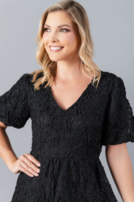 Imagen de Vestido Cuello V, Mangas Balloon     (Exclusivo Pagina)