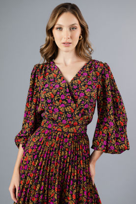 Imagen de Vestido Estampado Manga 3/4, Falda Plisada   (Exclusivo Pagina)