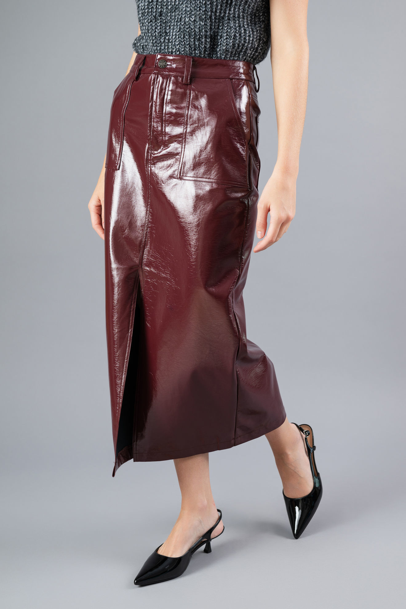 Imagen de Falda Lapiz En Cuerina, Abertura Frente   ( Exclusiva Pagina)