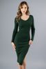 Imagen de Vestido Tejido Manga Larga Cuello V, Estilo Lapiz    (Exclusivo Pagina)