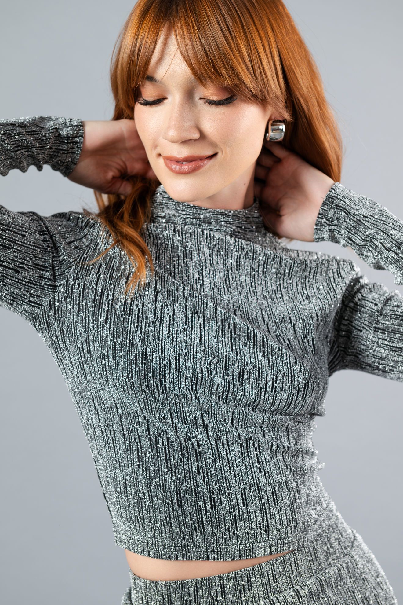 Imagen de Set Falda Crop Top, Manga Larga    ( Exclusivo Pagina)