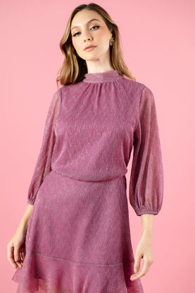 Imagen de Vestido Metalico Cuello Alto, Manga 3/4   ( Exclusivo Pagina)