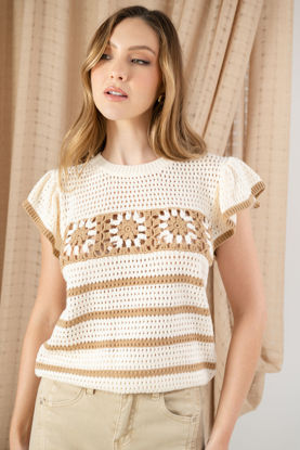 Imagen de Blusa Tejida Croche, Vuelo Mangas     (Exclusiva Pagina)