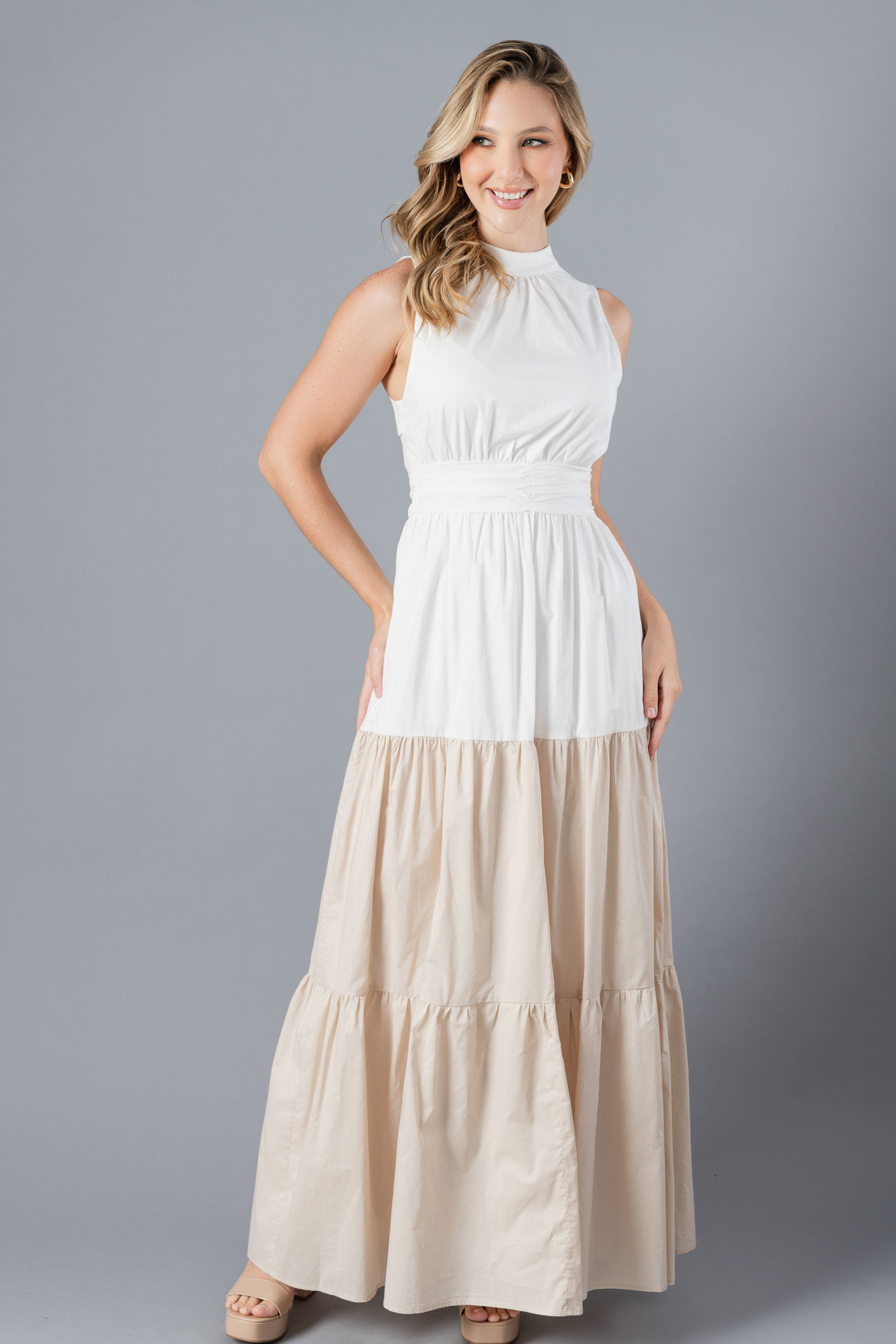 Imagen de Vestido Cuello Alto En Popplin     ( Exclusivo Pagina)