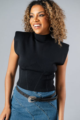 Imagen de Blusa Cuello Alto Con Hombreras