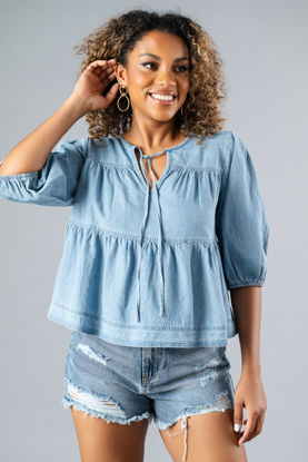 Imagen de Blusa En Denim Manga 3/4