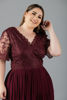 Imagen de Maxi Dress Blusa Encaje Falda Plisada, Manga Corta   (Exclusivo Pagina)