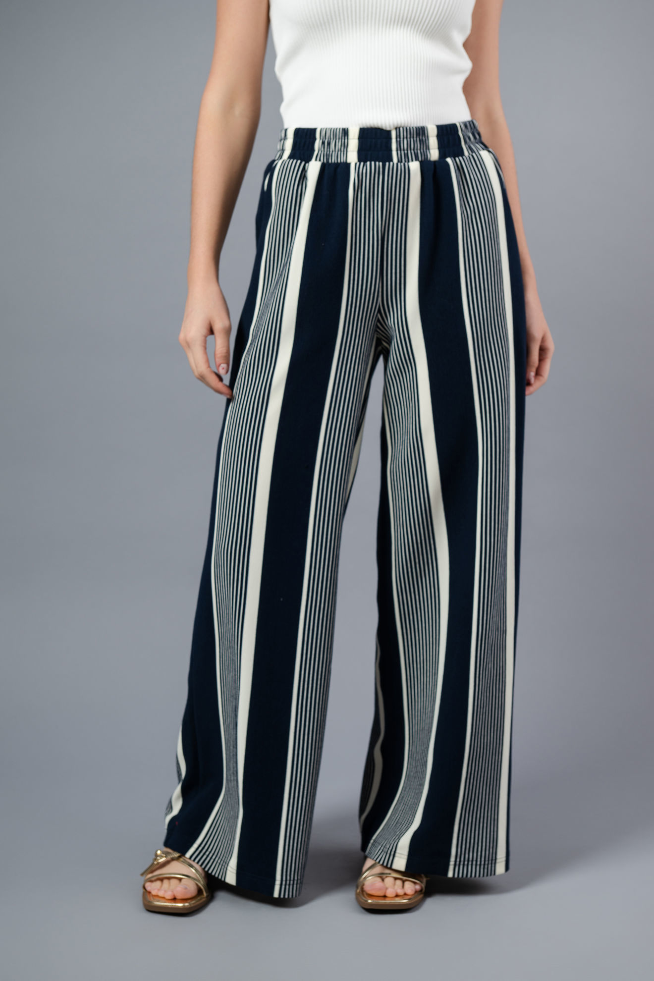Imagen de Pantalon En Rayas Pierna Recta, Elastico Cintura