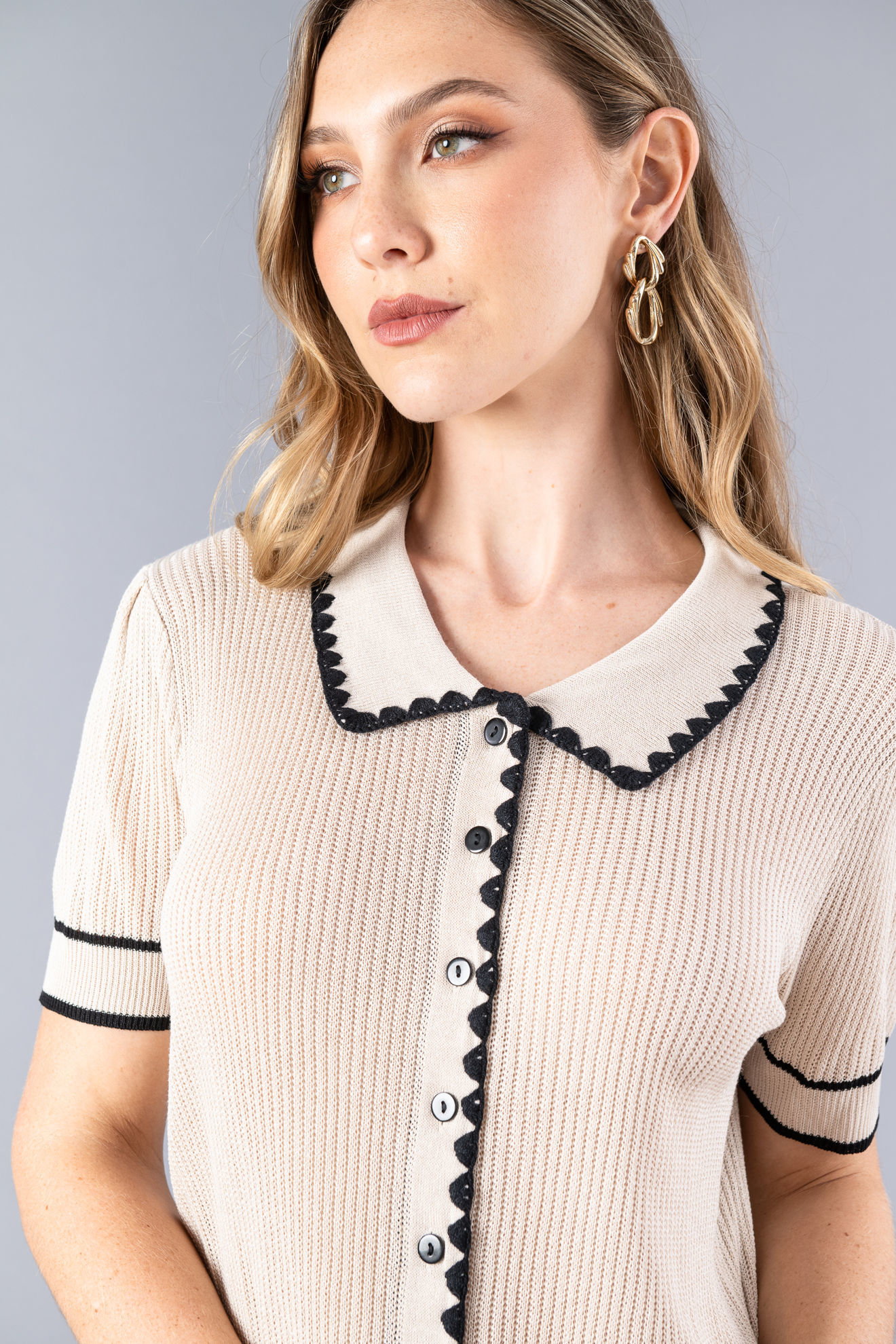 Imagen de Blusa Tejida Mangas Con Contraste