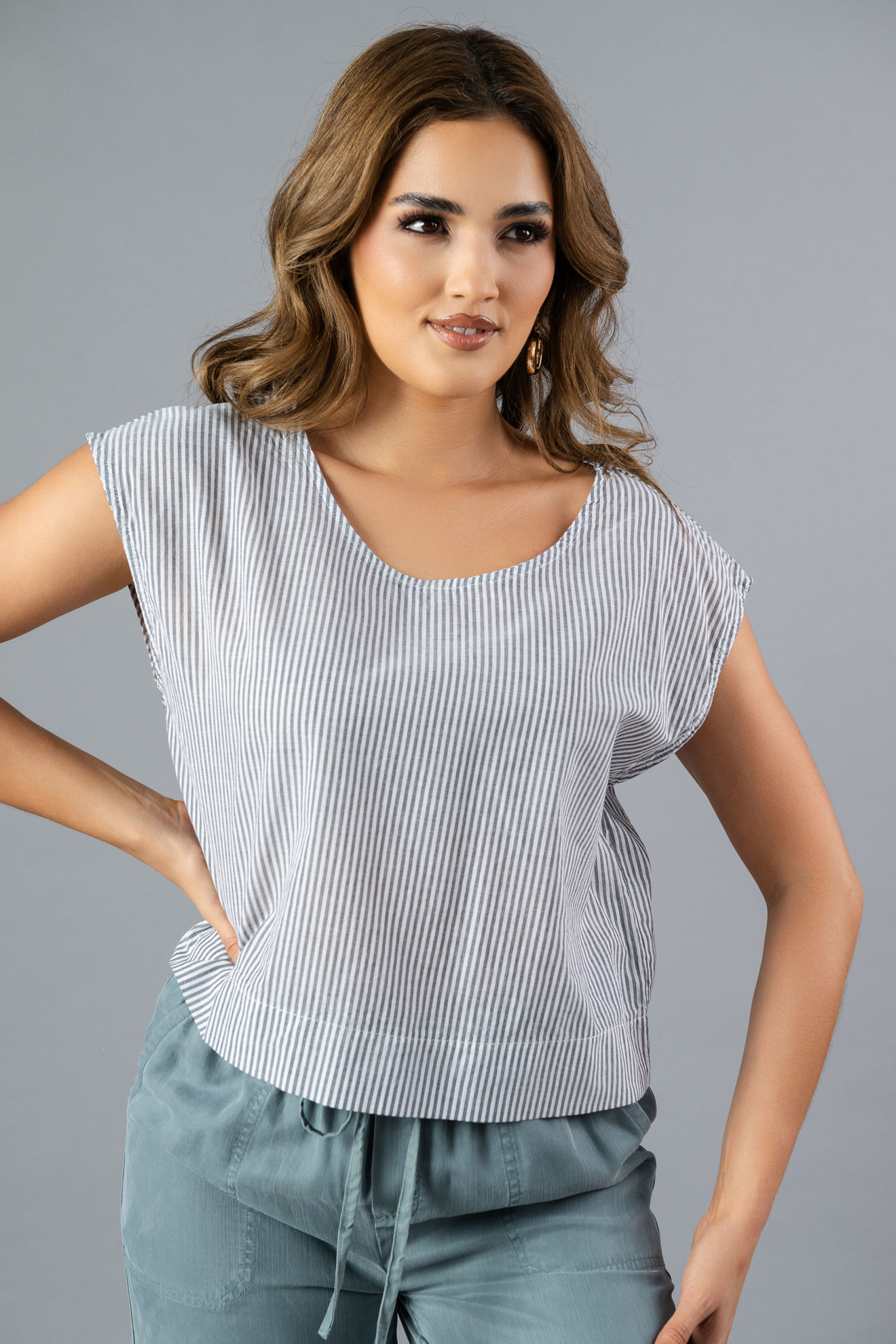 Imagen de Blusa En Rayas Cuello Redondo   ( Exclusiva Pagina)