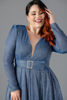 Imagen de Vestido M Larga Brillo Cuello V      (Exclusivo Pagina)