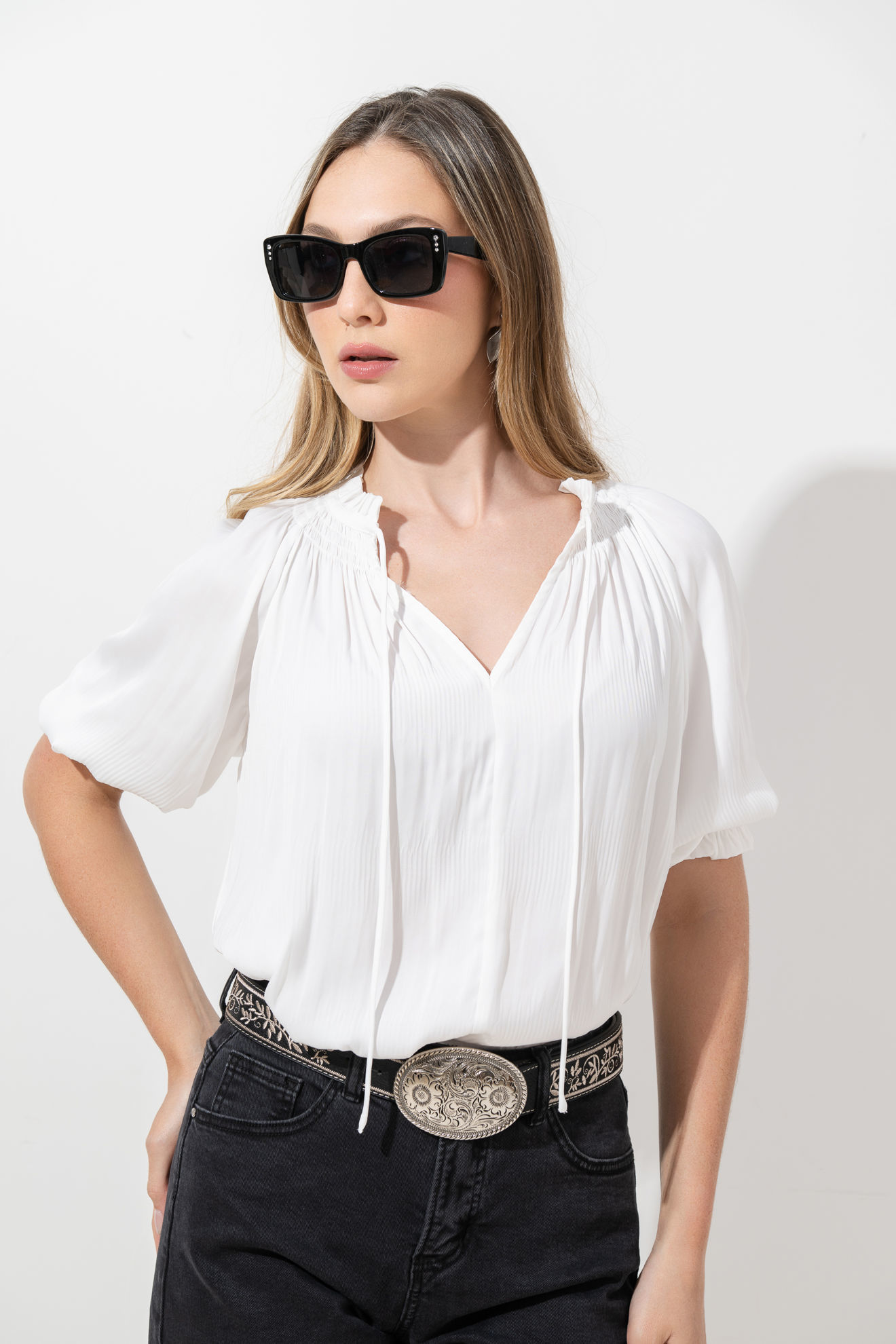 Imagen de Blusa Cuello V Manga Corta