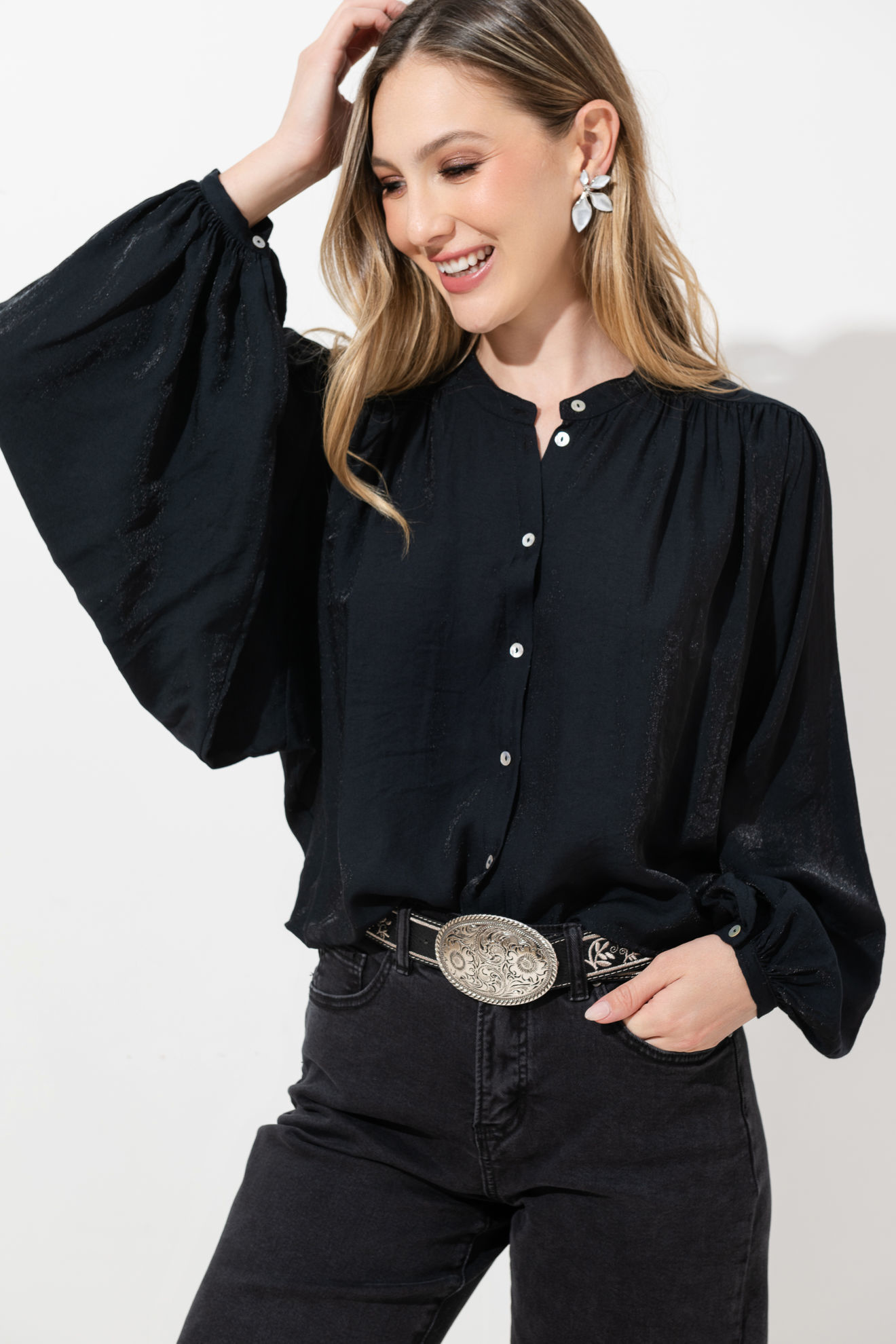 Imagen de Blusa Cuello Chino Botones Frente