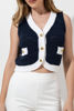 Imagen de Blusa Estilo Chaleco Contraste Con Botones Dorados  ( Exclusiva Pagina)