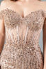 Imagen de Maxi Dress Lentejuelas, Off Shoulder, Abertura Falda