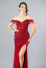 Imagen de Maxi Dress Lentejuelas, Off Shoulder, Abertura Falda